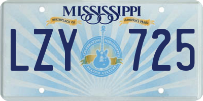 MS license plate LZY725