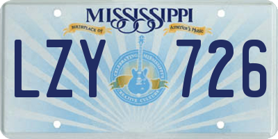 MS license plate LZY726