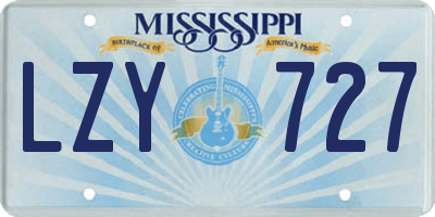 MS license plate LZY727