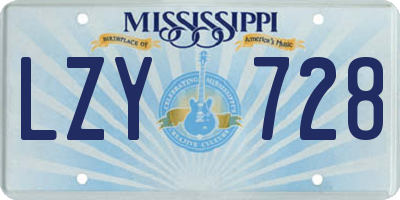 MS license plate LZY728