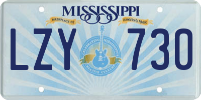 MS license plate LZY730