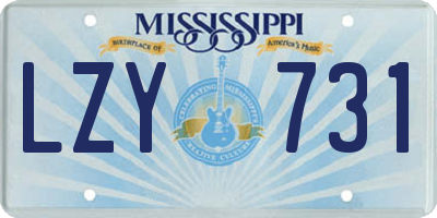 MS license plate LZY731