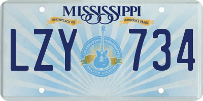 MS license plate LZY734