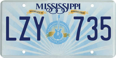 MS license plate LZY735