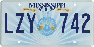 MS license plate LZY742