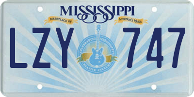 MS license plate LZY747