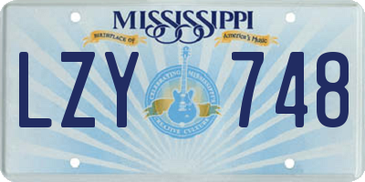 MS license plate LZY748
