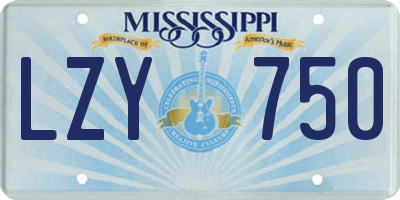 MS license plate LZY750