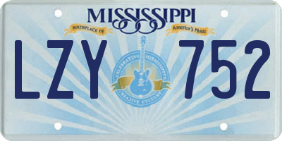 MS license plate LZY752