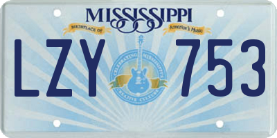 MS license plate LZY753