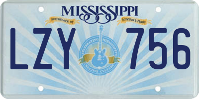 MS license plate LZY756