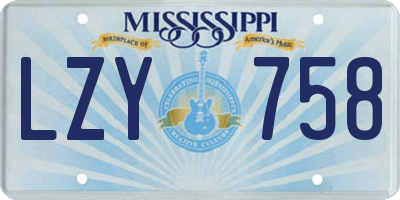 MS license plate LZY758