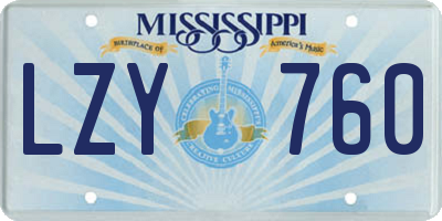 MS license plate LZY760