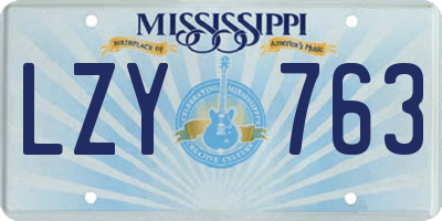 MS license plate LZY763