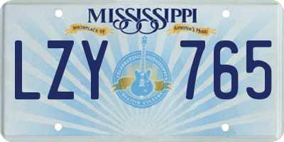 MS license plate LZY765