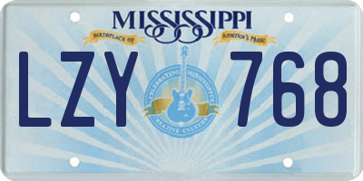 MS license plate LZY768
