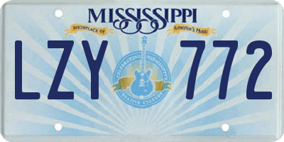 MS license plate LZY772