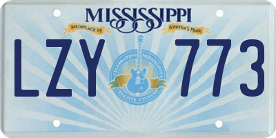 MS license plate LZY773