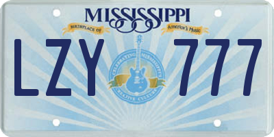 MS license plate LZY777