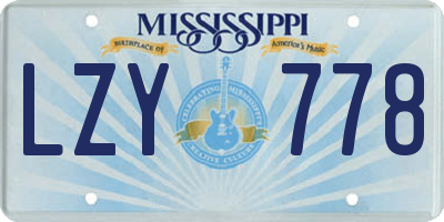 MS license plate LZY778