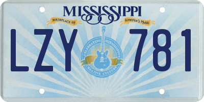 MS license plate LZY781