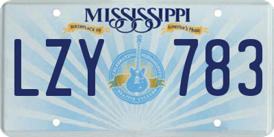 MS license plate LZY783