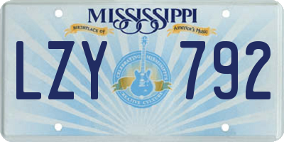 MS license plate LZY792