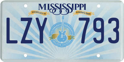 MS license plate LZY793
