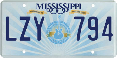 MS license plate LZY794