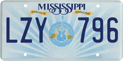 MS license plate LZY796