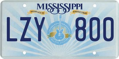 MS license plate LZY800
