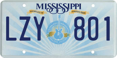 MS license plate LZY801