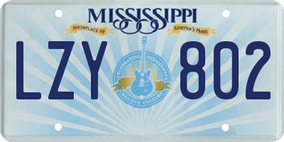 MS license plate LZY802
