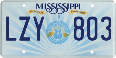 MS license plate LZY803