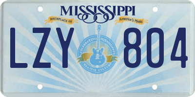 MS license plate LZY804