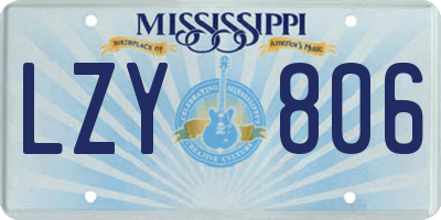 MS license plate LZY806