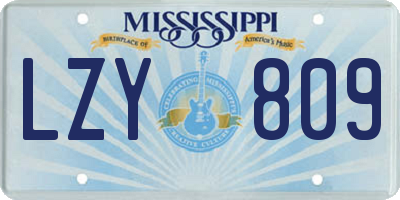 MS license plate LZY809