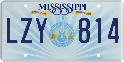 MS license plate LZY814