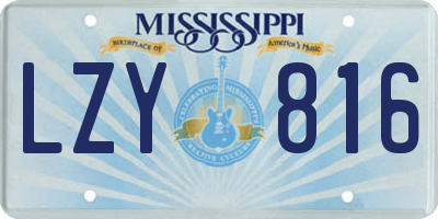 MS license plate LZY816
