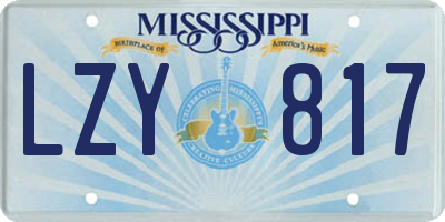 MS license plate LZY817