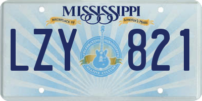 MS license plate LZY821