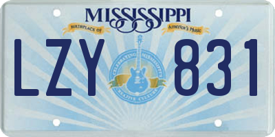 MS license plate LZY831