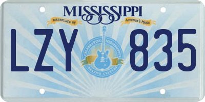 MS license plate LZY835