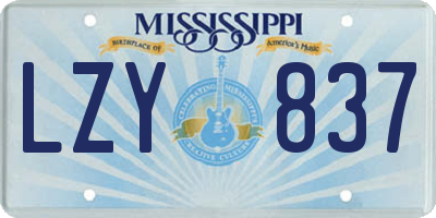MS license plate LZY837