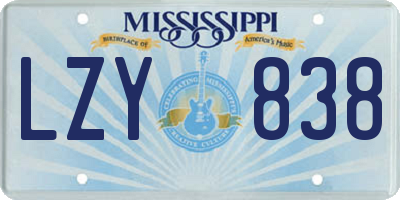 MS license plate LZY838