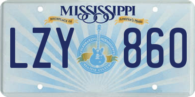 MS license plate LZY860