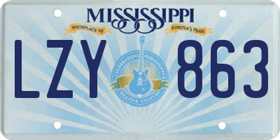MS license plate LZY863