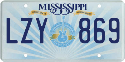 MS license plate LZY869