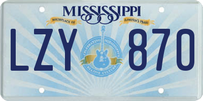 MS license plate LZY870