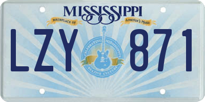 MS license plate LZY871
